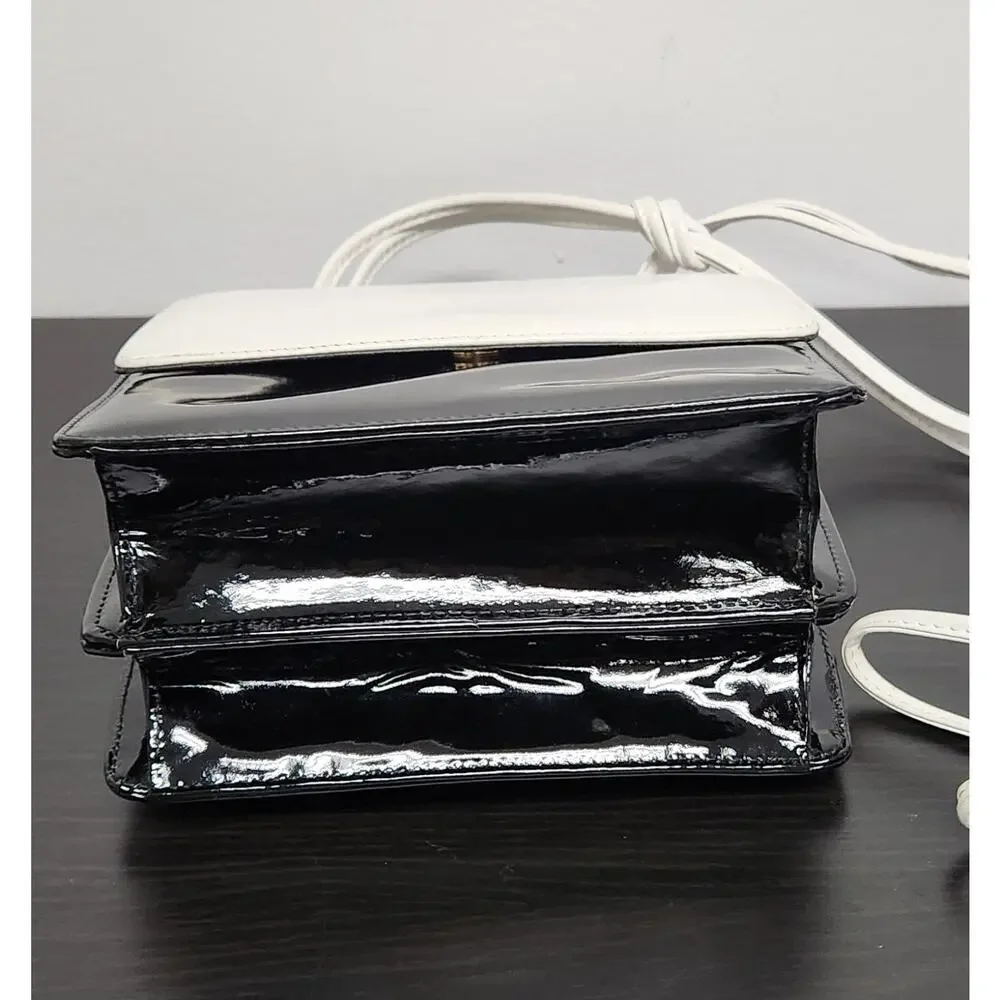 Vintage Bruno Magli Black & White Leather Crossbody Shoulder Bag